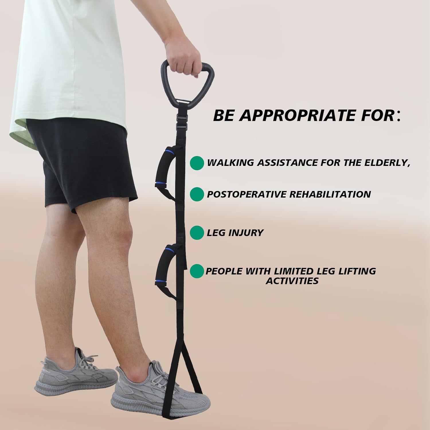 Levantamiento de piernas y correas de marcha, adecuadas para apoyo de rehabilitación de articulaciones, articulaciones de cadera, rodilla, cadera,
