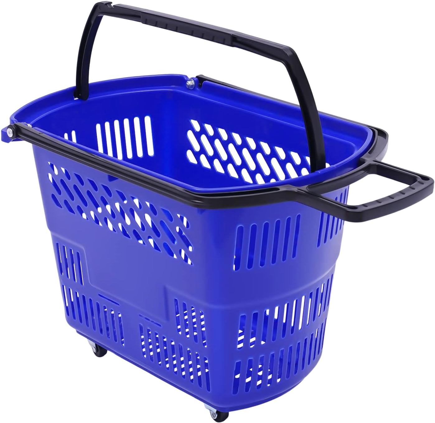 6 carritos de compras, 35 l9.2 galones de plástico con ruedas, cestas de compras con asas, juego de cestas de compras portátiles para tiendas