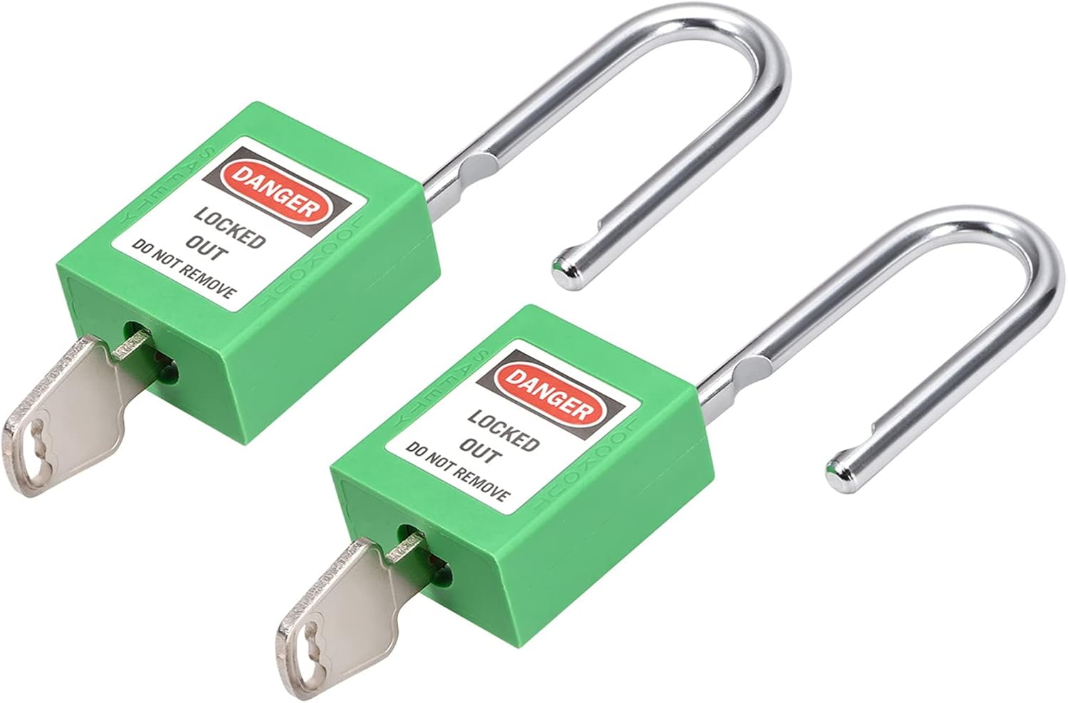 Paquete de 2 candados de seguridad con llave similar, ligeros y compactos, se aplican para bloquear la etiqueta, (1.496 pulgadas, verde)