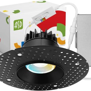 ASD Trimless – Lámpara LED empotrable de 3 pulgadas, lámpara de techo de 12 W y 120 V, luz LED redonda regulable sin lata con caja de conexiones, ASD Trimless – Lámpara LED empotrable de 3 pulgadas, lámpara de techo de 12 W y 120 V, luz LED redonda regulable sin lata con caja de conexiones,