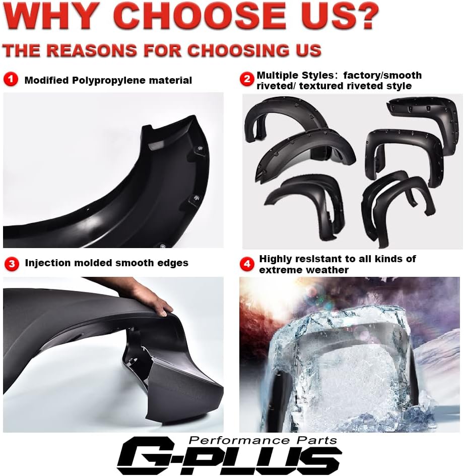 G-PLUS Protectores de pozo de rueda trasera compatibles con Chevy Silverado 1500 2014-2018