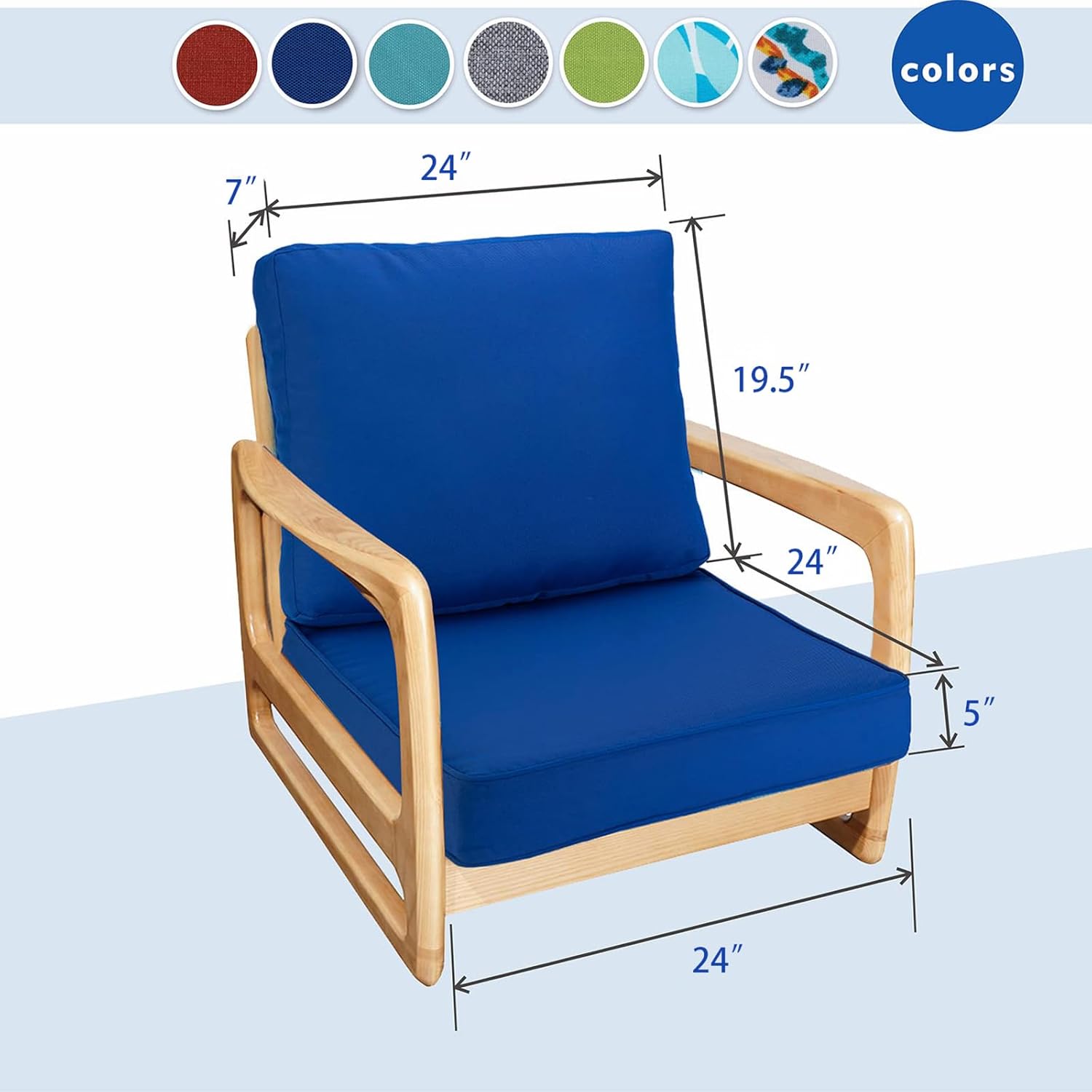 Juego de cojines para sillas de patio, cojines de asiento para exteriores de 24 x 24 pulgadas, cojines de patio para muebles de exterior