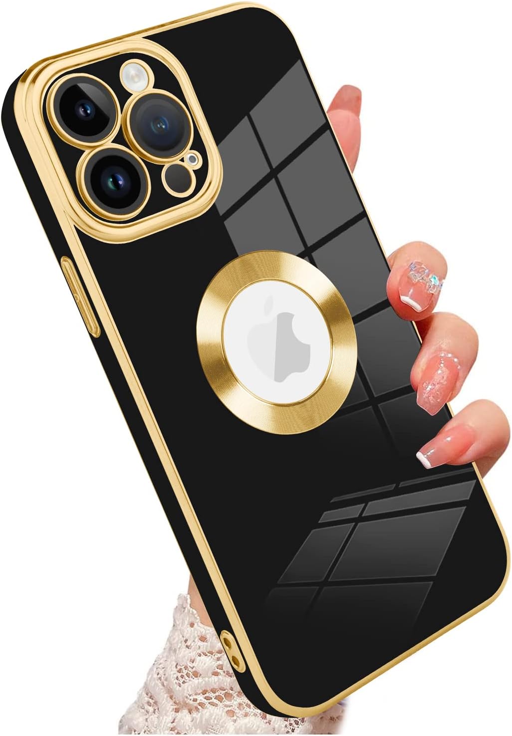 ZIYE Funda diseñada para iPhone 14 Pro Max, bonita funda de lujo chapada con protección para cámara, funda protectora de silicona TPU compatible con