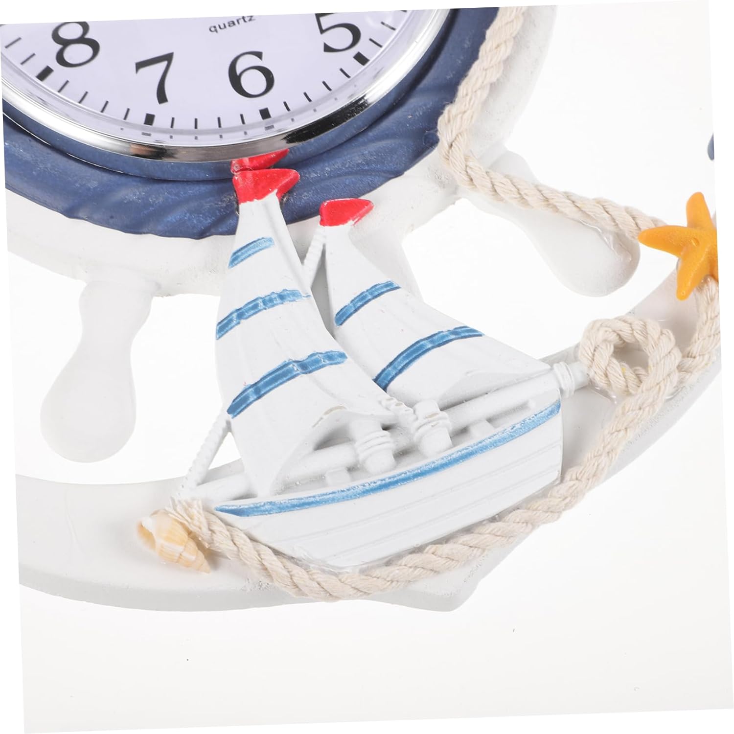 IMIKEYA Adornos de playa o reloj vintage ornamento náutico mediterráneo pared grande reloj de pared reloj de pared digital rústico ancla reloj