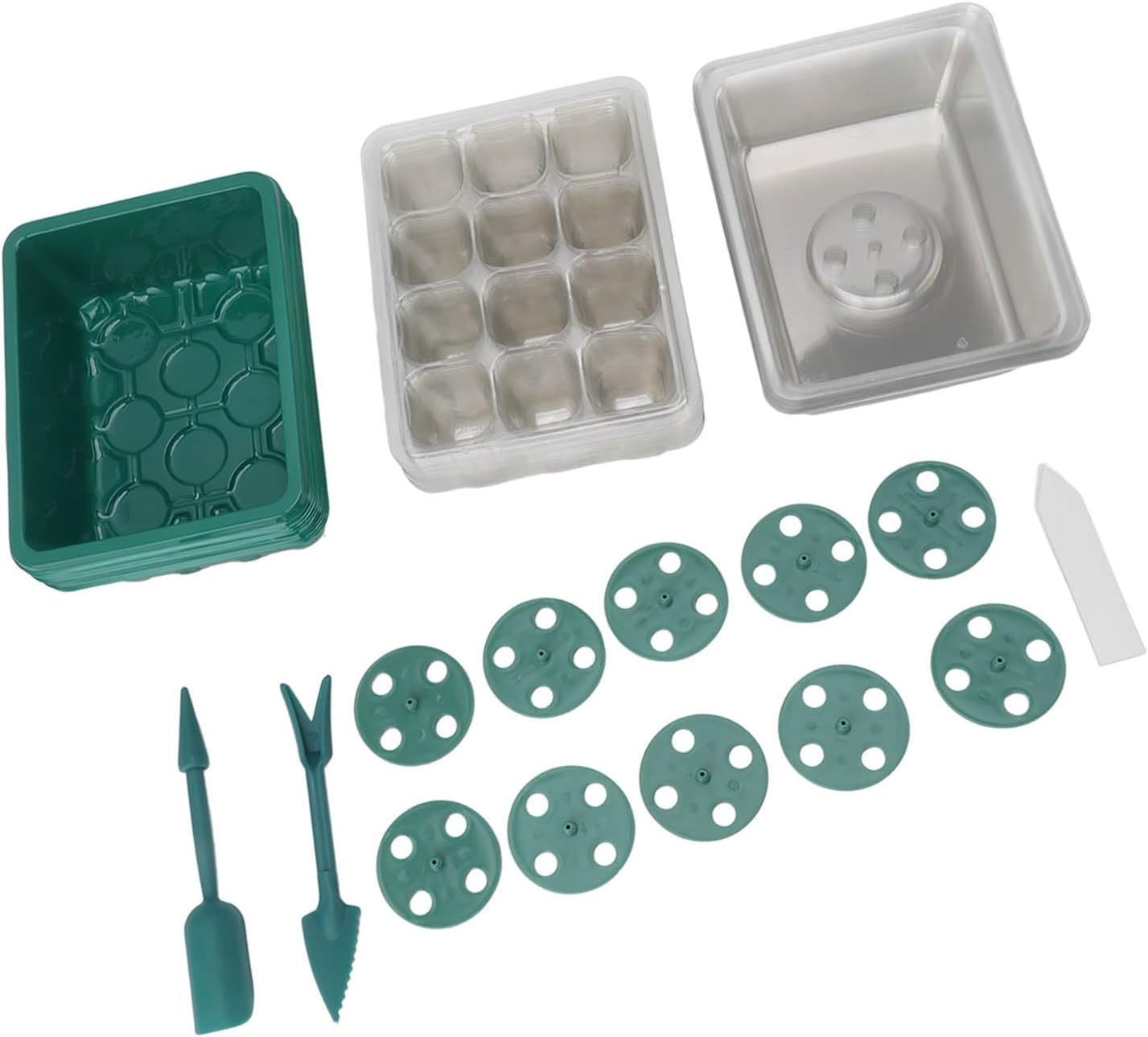 TOPINCN Seed Starter Tray, Garden Seedling Tray Transparent Cover Botton Drain Hole for Horticulture (12 Holes)