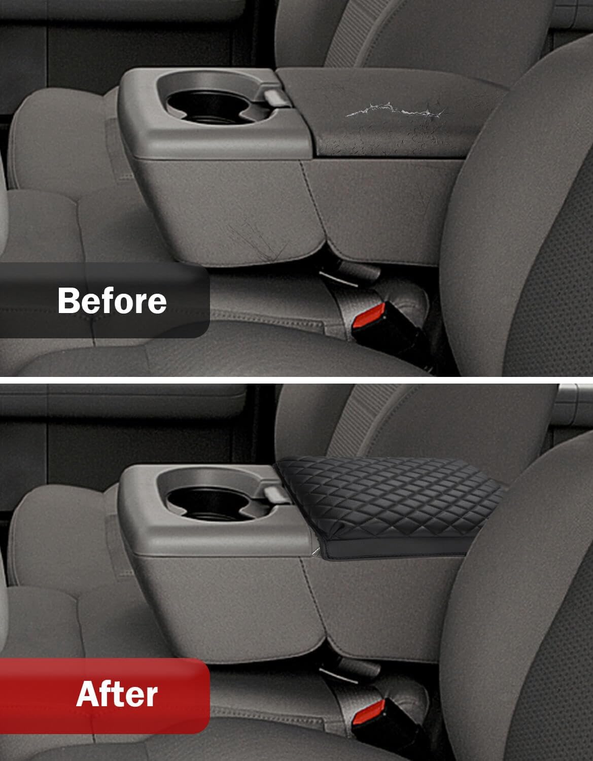 KBH Funda para consola central de automóvil para Ford F150 2004-2010 402040 asiento de salto dividido, cojín de consola, protector de apoyabrazos,