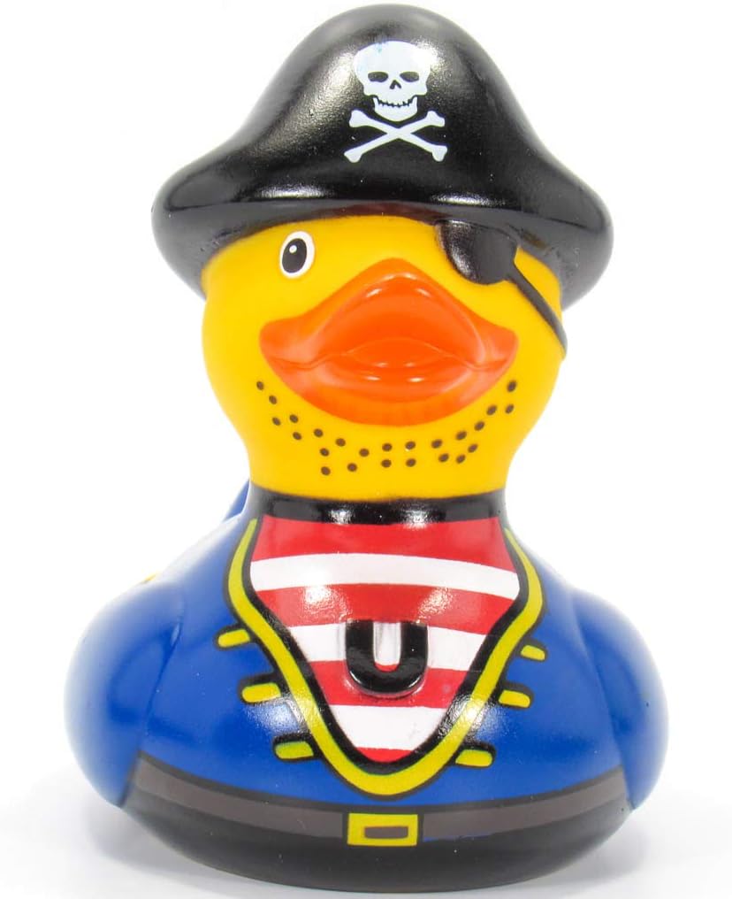 Juguete de baño de pato de goma pirata de Bud Duck  Elegante embalaje de regalo – “Shiver me timbers!”  Seguro para niños  Coleccionable