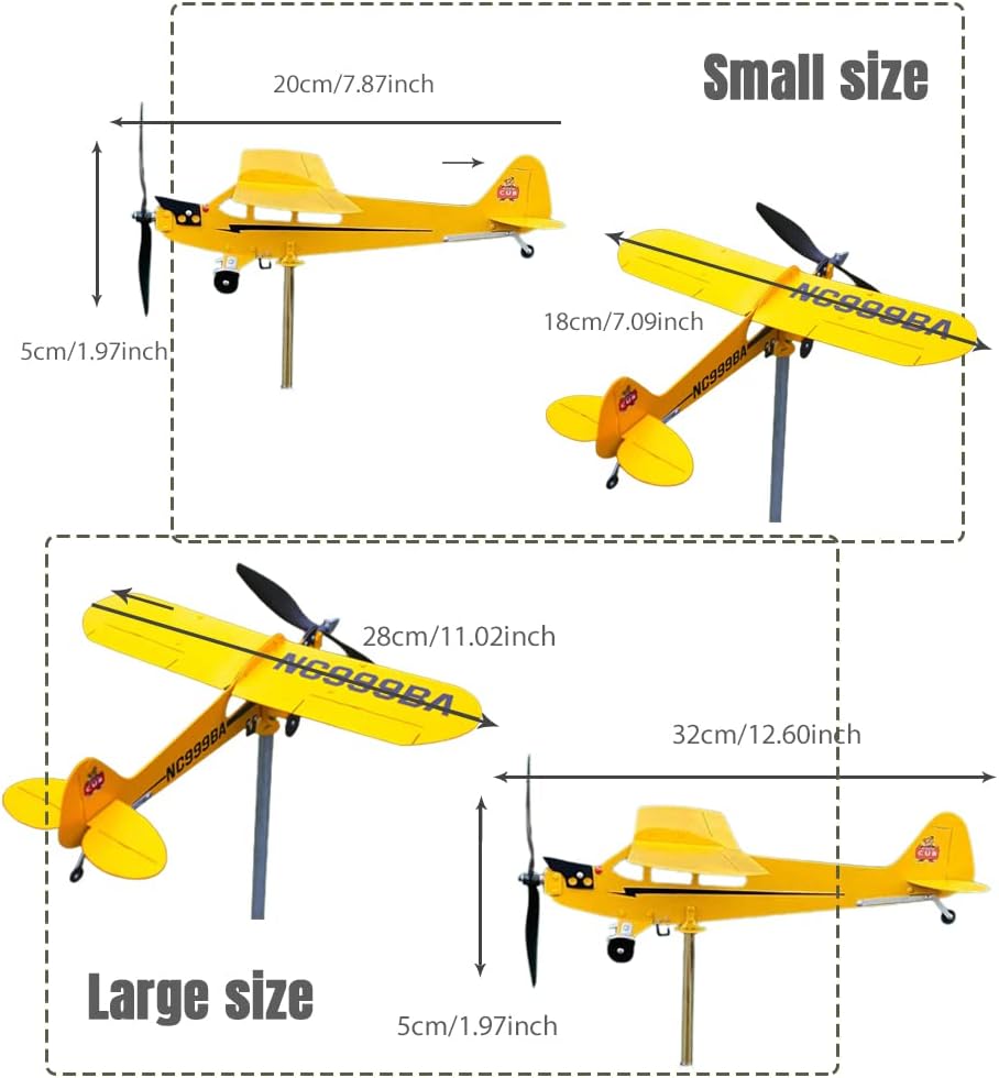 Piper J3 Cub – Veleta de avión de metal 2023, hilandero de viento de avión, molino de viento de jardín, veleta para jardín, patio, césped,
