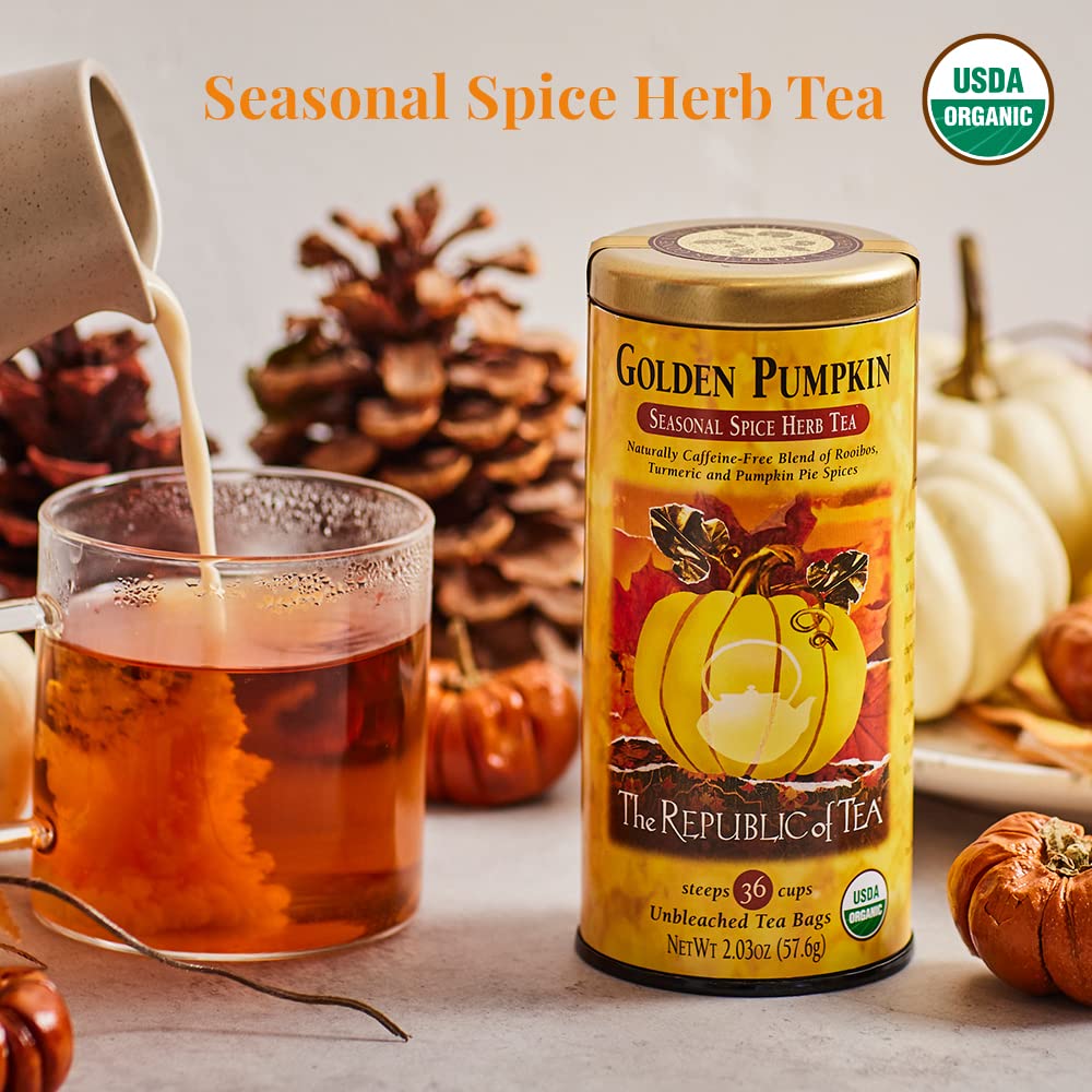 The Republic of Tea Tés de calabaza de otoño de edición limitada – Paquete de té de calabaza y calabaza dorada – 50 y 36 bolsas de té