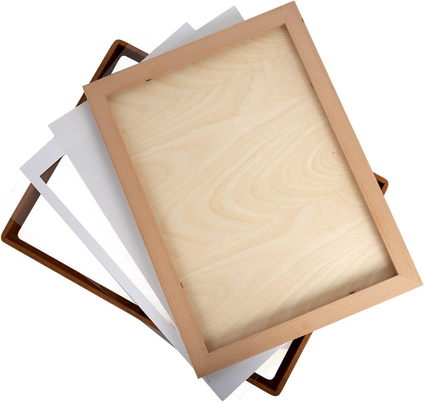 Marcos de fotos de madera natural inspirados en el marco de fotos de mesa con paspartú, pantalla vertical u horizontal (nogal, 18 x 24 pulgadas mate