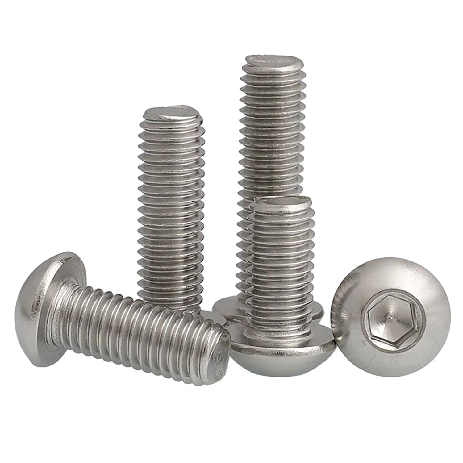 50 tornillos hexagonales de cabeza de botón, 304 (18-8), acero inoxidable 304 (18-8), métrico M6 x 81216201.181 in Allen Head Hex Drive Tornillos de