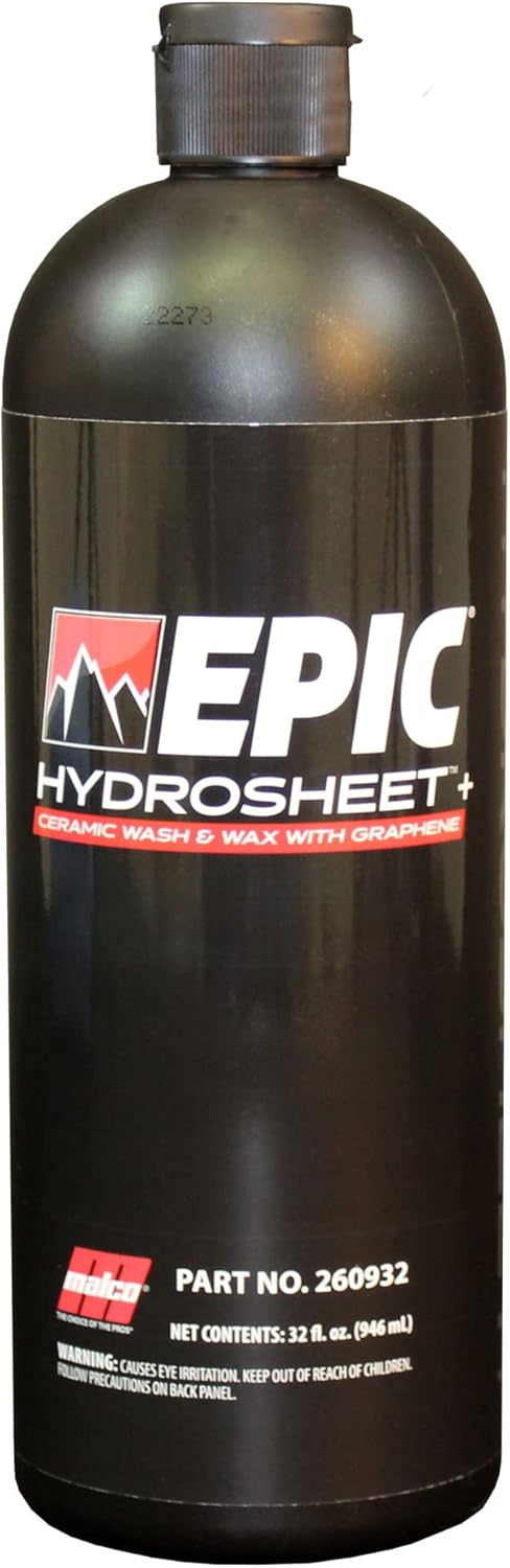 Malco Epic Hydrosheet – Lavado y cera de cerámica con grafenolimpia, brilla y protege tu vehículo en un solo paso32 onzas (260932)
