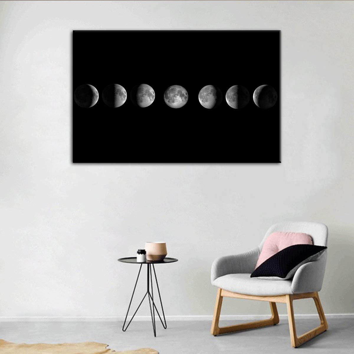 AMEMNY – Cuadro sobre lienzo para pared con diseño de flor color verde azulado en suelo de madera gris, imágenes de arte de pared, pinturas con