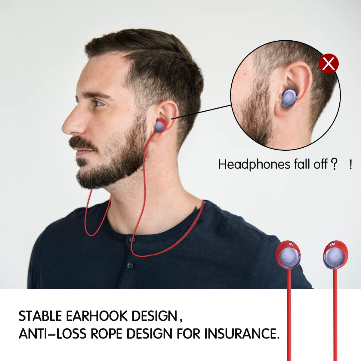 Woocon Galaxy Buds Pro – Correa de silicona suave para deportes, correa antipérdida, accesorios especiales de diseño de textura antideslizante, solo
