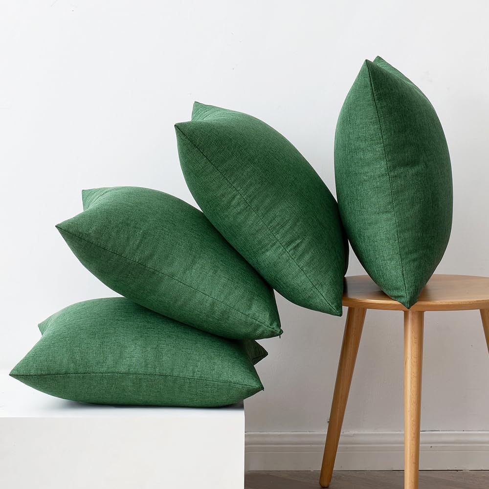 MIULEE Paquete de 4 fundas de almohada decorativas para exteriores, impermeables, de lino, para patio, jardín, tienda de campaña, balcón, sofá, 18 x