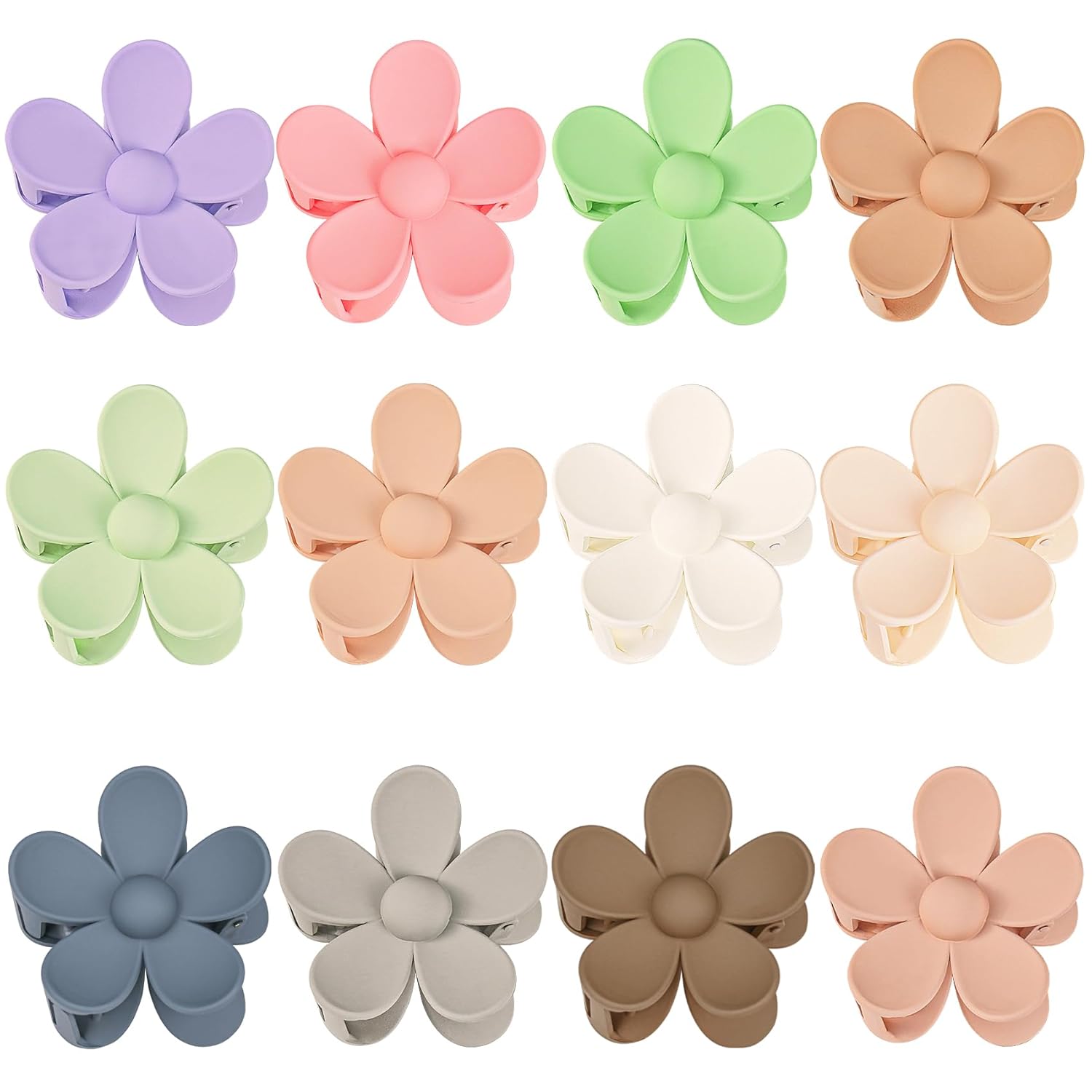 12 pinzas de flores para el cabello para mujeres y niñas, pinzas grandes con fuerte sujeción para cabello grueso y fino, 12 colores morandi mate