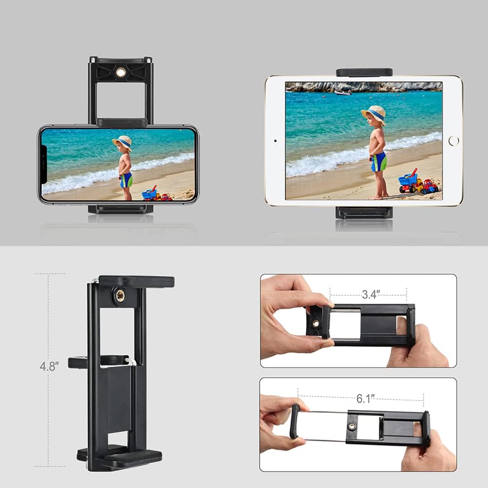 Trípode para teléfono, trípode de video de 54 pulgadas con cabeza panorámica de 360 grados, tornillo de 14 pulgadas, soporte para teléfono y tableta
