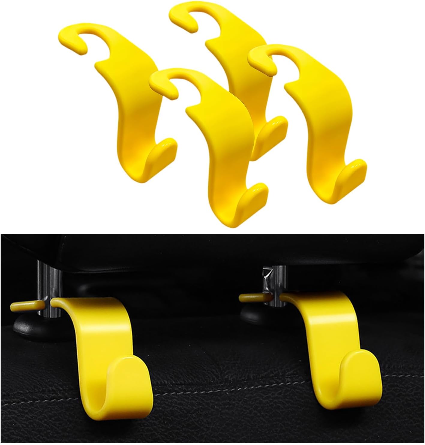 Ziciner 4 ganchos para reposacabezas de asiento de automóvil, organizador de almacenamiento de ganchos para asiento trasero, accesorios universales