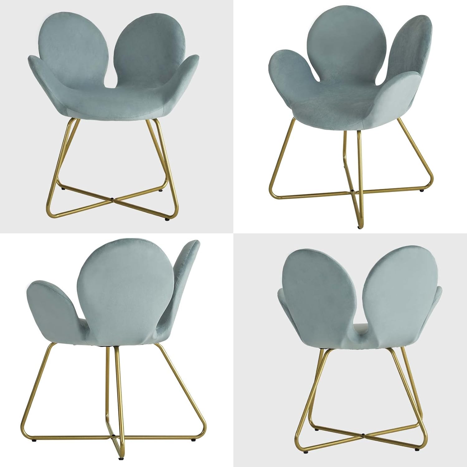 ANOUR Sillas decorativas modernas de terciopelo, sillas de sala de estar con patas de metal dorado, sillas de tocador tapizadas, sillones