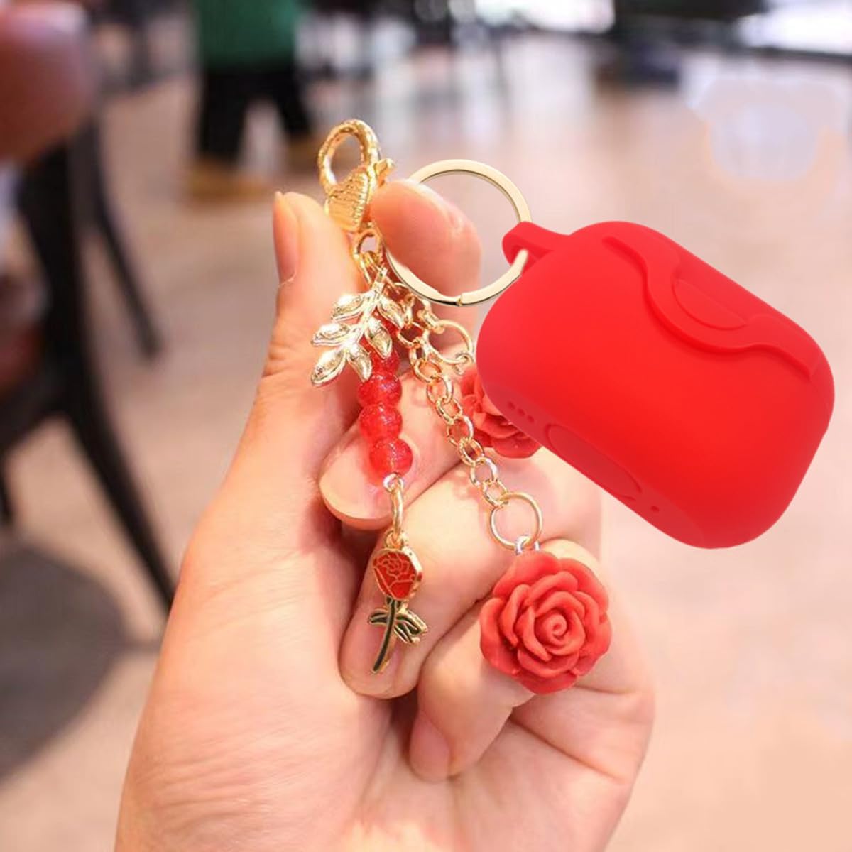 Funda con cerradura para Airpods Pro de 2 generación1 generación con bonito cordón de llavero de flores, funda protectora de silicona para Airpods