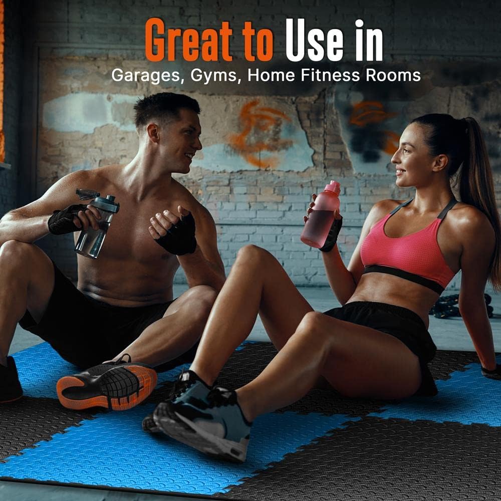 Thick Puzzle Exercise Mat Foam Interlocking Tiles Protect Floors from Gym Equipment Exercise, Durable Non-Skid Texture, Kid Baby Family Safe Easy to
