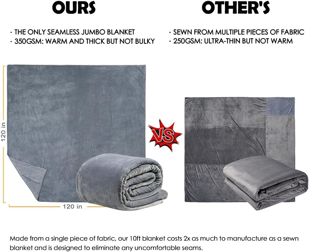 Manta de forro polar extragrande King de 120 x 120 pulgadas, una manta gigante sin costuras para familias, parejas y amigos, manta suave extra