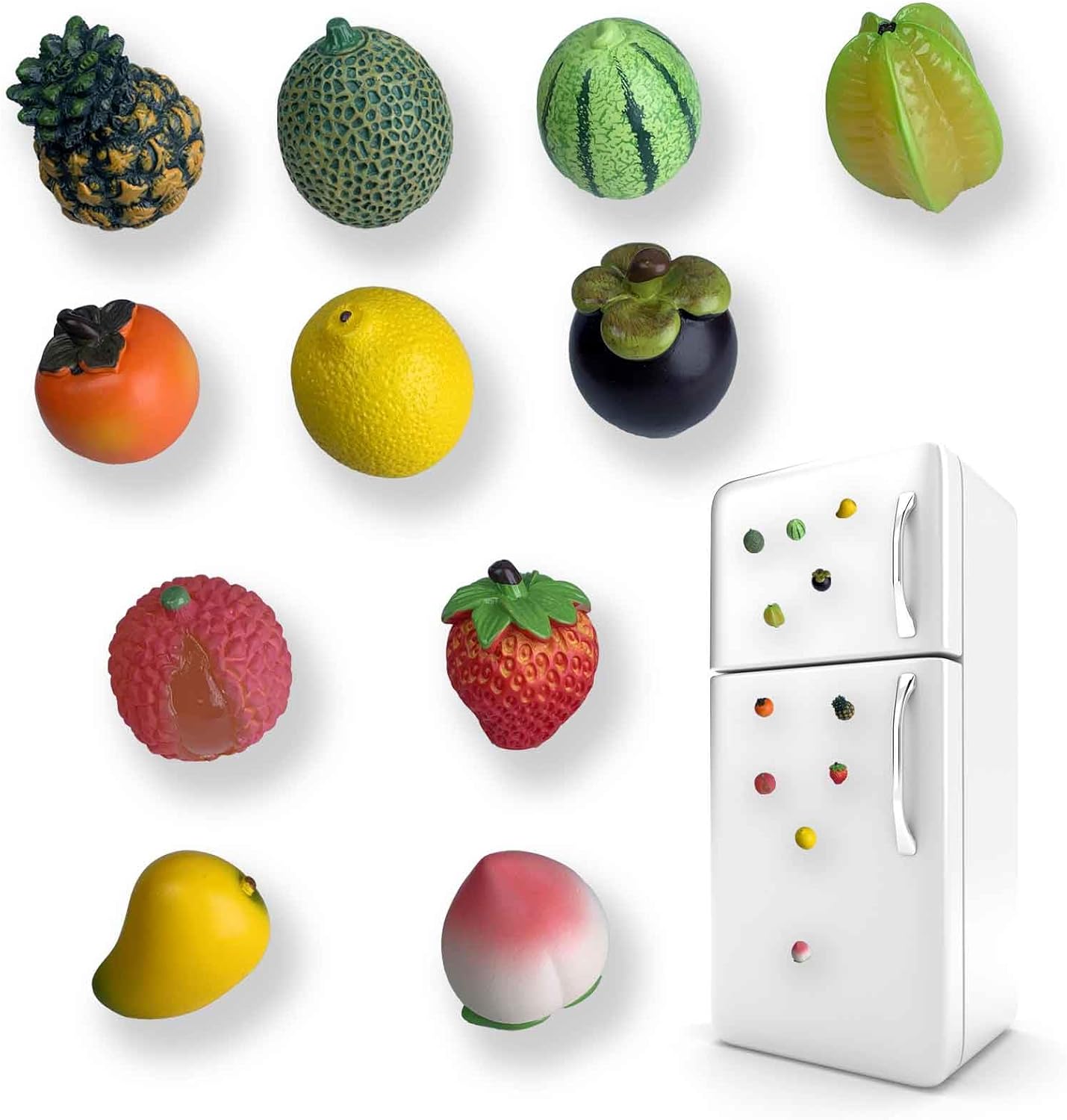 11 Piece Fruit Fridge Magnets 3D Resin Simulation Fruit Refrigerator Magnet Creative Natural Strawberry Shaped Magnets Fun Magnets or Ornaments for