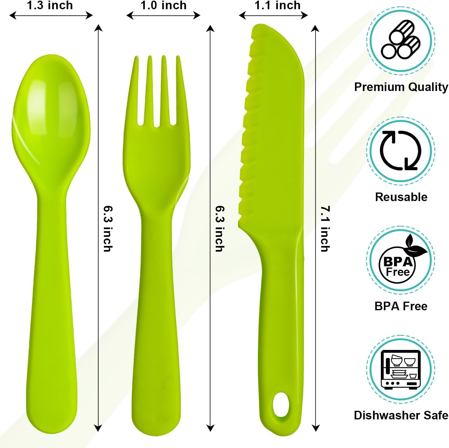 16 utensilios de plástico para niños, utensilios de alimentación reutilizables para niños pequeños con 8 tenedores y 8 cucharas para niños,