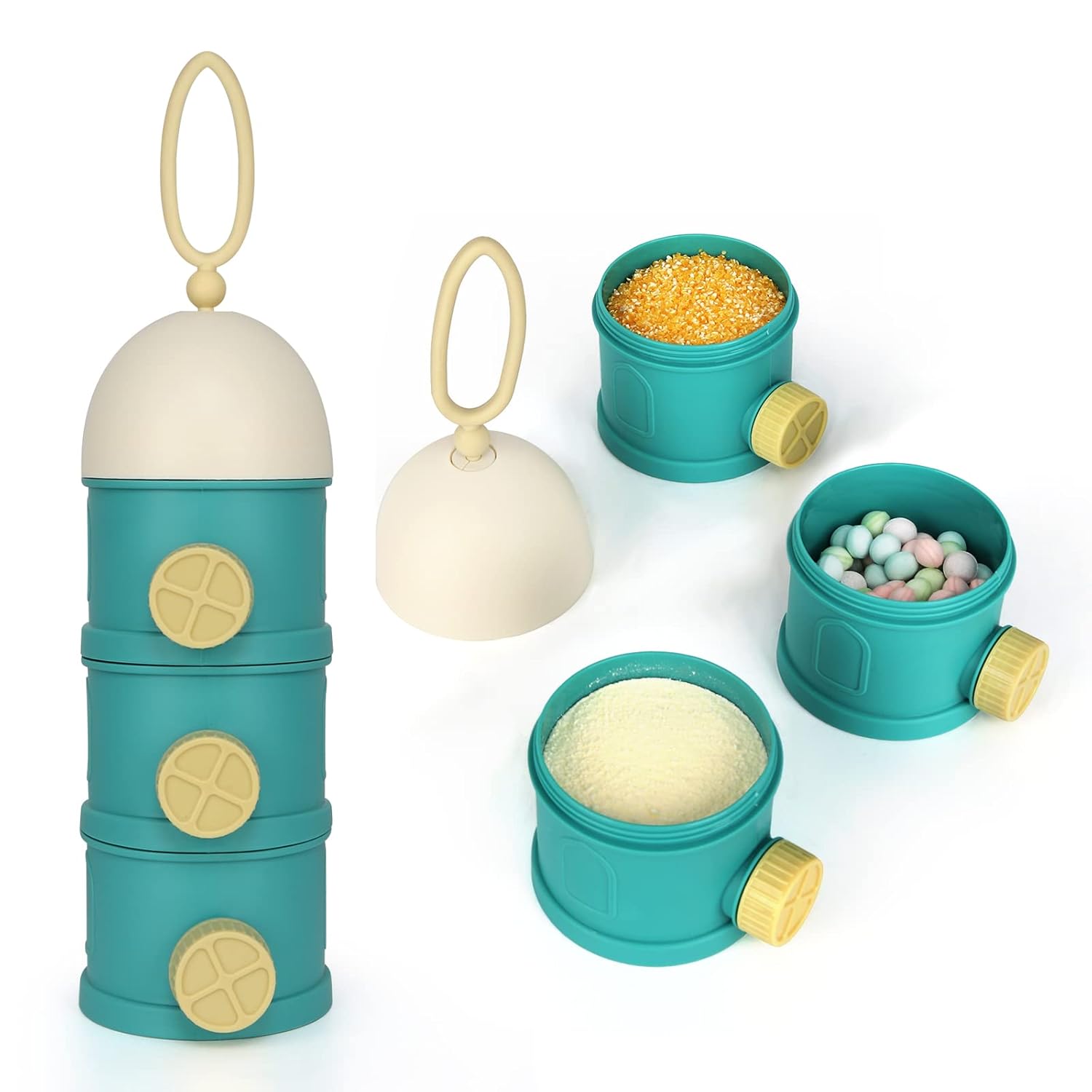Accmor Dispensador de fórmula para bebés sobre la marcha, 3 capas apilables, antiderrames, para almacenamiento de aperitivos, leche en polvo,