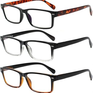 Henotin Paquete de 5 lentes de lectura de calidad, bisagra de resorte, lentes de bloqueo de luz azul para hombres y mujeres, Varios colores Henotin Paquete de 5 lentes de lectura de calidad, bisagra de resorte, lentes de bloqueo de luz azul para hombres y mujeres, Varios colores