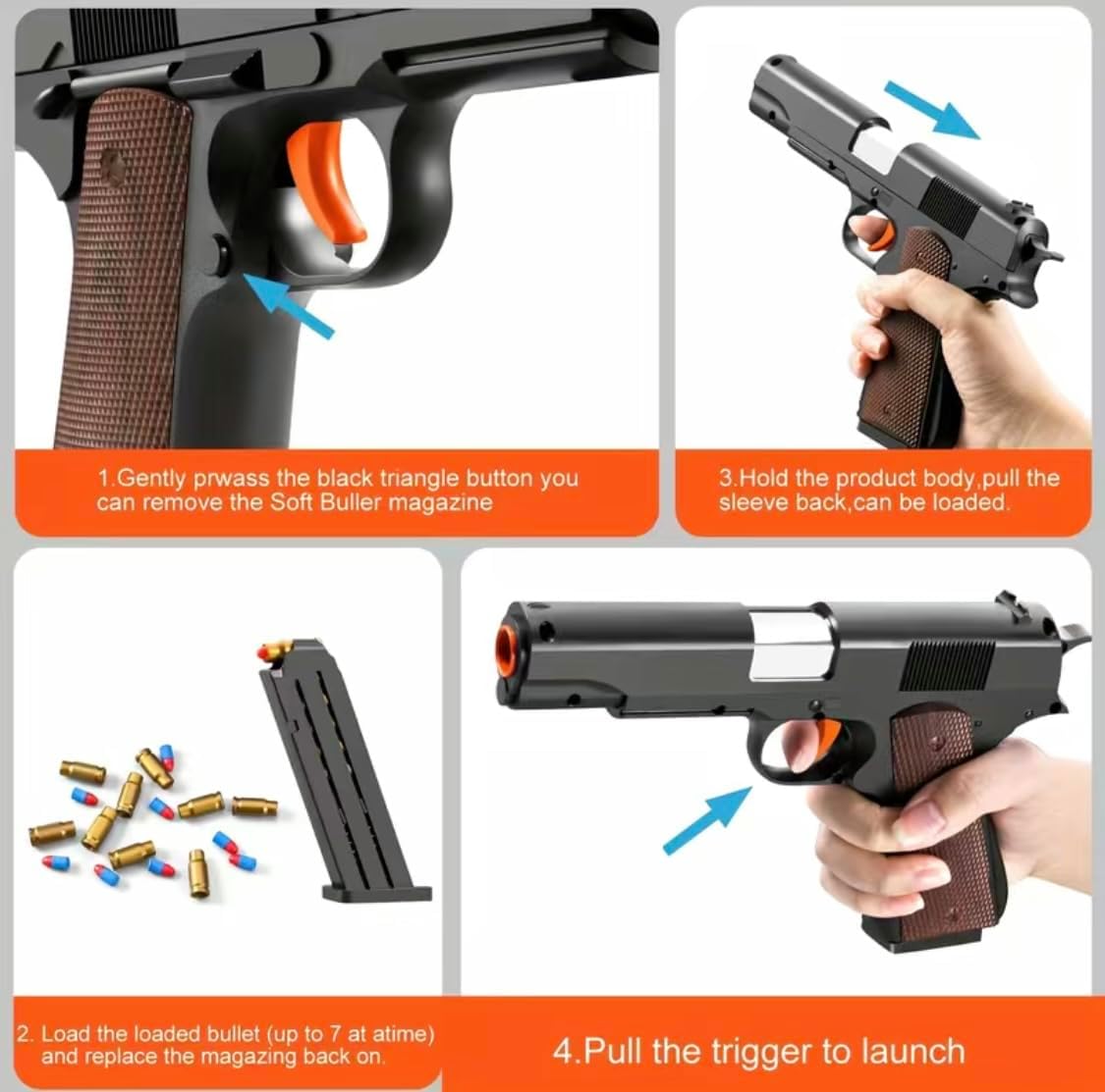 Pistola de juguete modelo educativo de balas de espuma suave, juegos de disparos de pistola de juguete suave, pistola de juguete de bala suave,