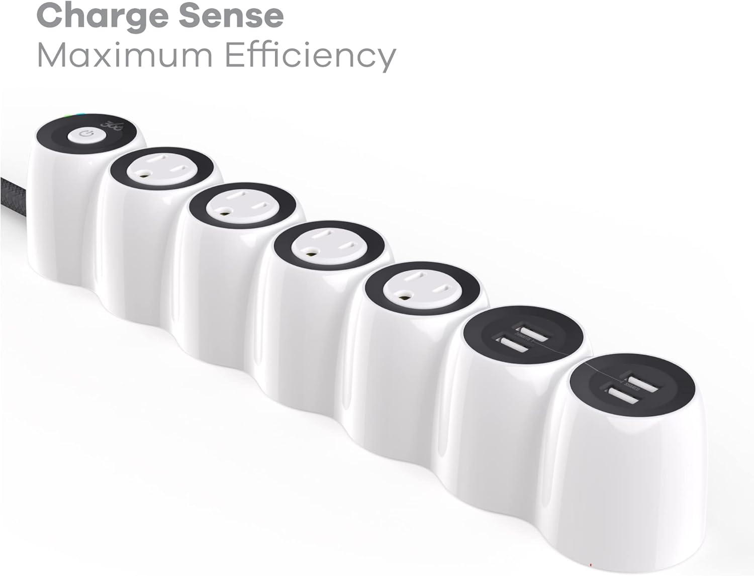 360 Electrical PowerCurve Regleta de alimentación, cable de extensión trenzado con 4 salidas giratorias y 4 puertos USB-A, extensor de salida de 5