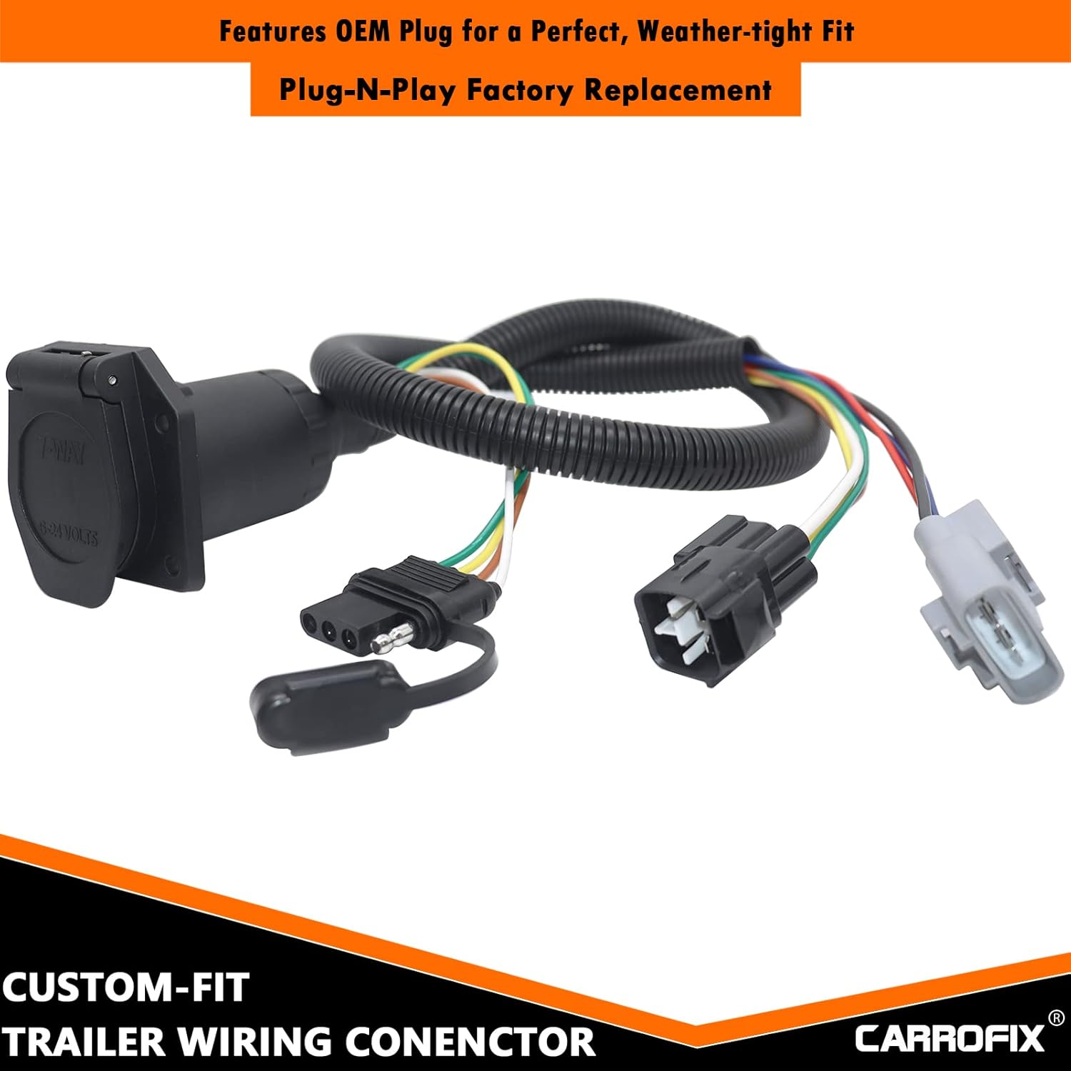 Kit de arnés de cableado de conector de remolque plano de 7 vías y 4 pines para Toyota Tundra 2003-2006 con paquete de remolque de fábrica