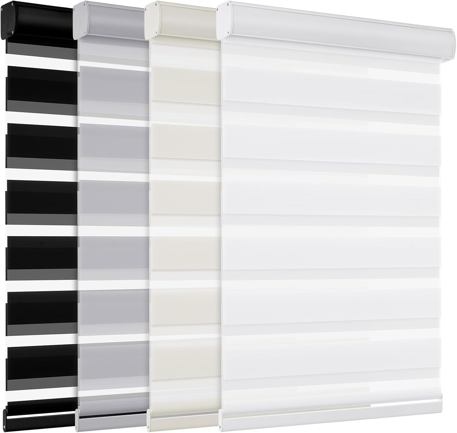 Changshade Persianas para ventanas sin cordón, con diseño de cebra, enrollables para puertas corredizas de vidrio, filtro de luz, tela de doble capa