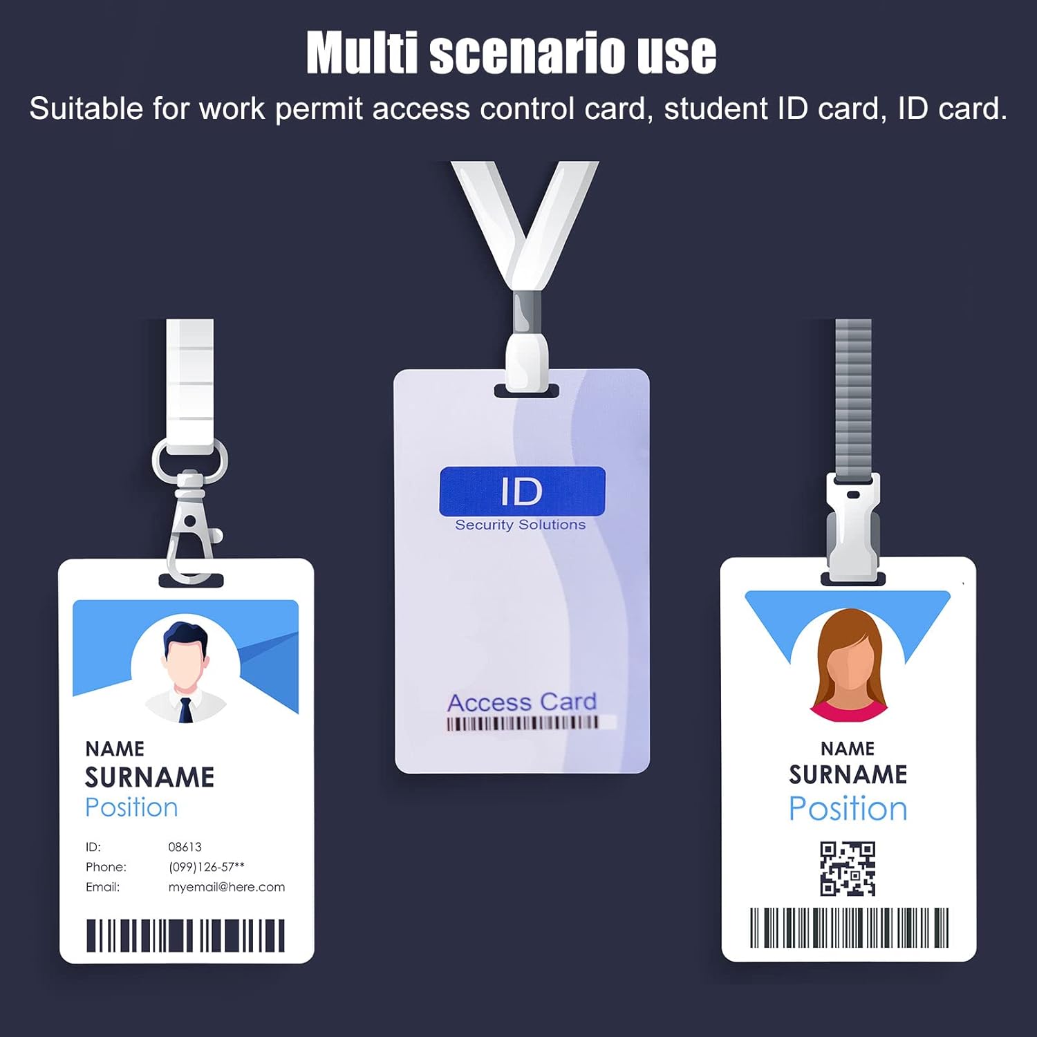 100 tarjetas blancas de PVC con ranura perforadora en ranura vertical lateral corta, tarjetas de crédito en blanco, tarjeta de identificación con
