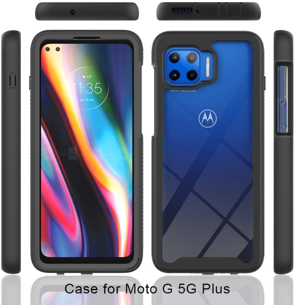 Asuwish Funda para teléfono Moto One 5GOne5G UWMoto G G5 Plus con protector de pantalla de vidrio templado y soporte delgado, funda protectora