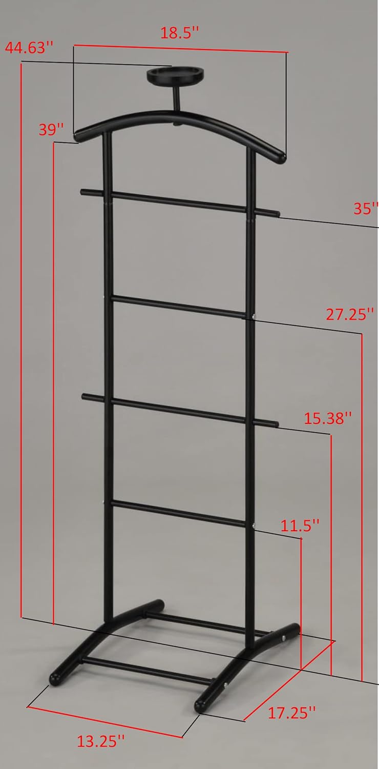 Kings Brand Furniture – Soporte de valet de metal Menros, perchero, negro