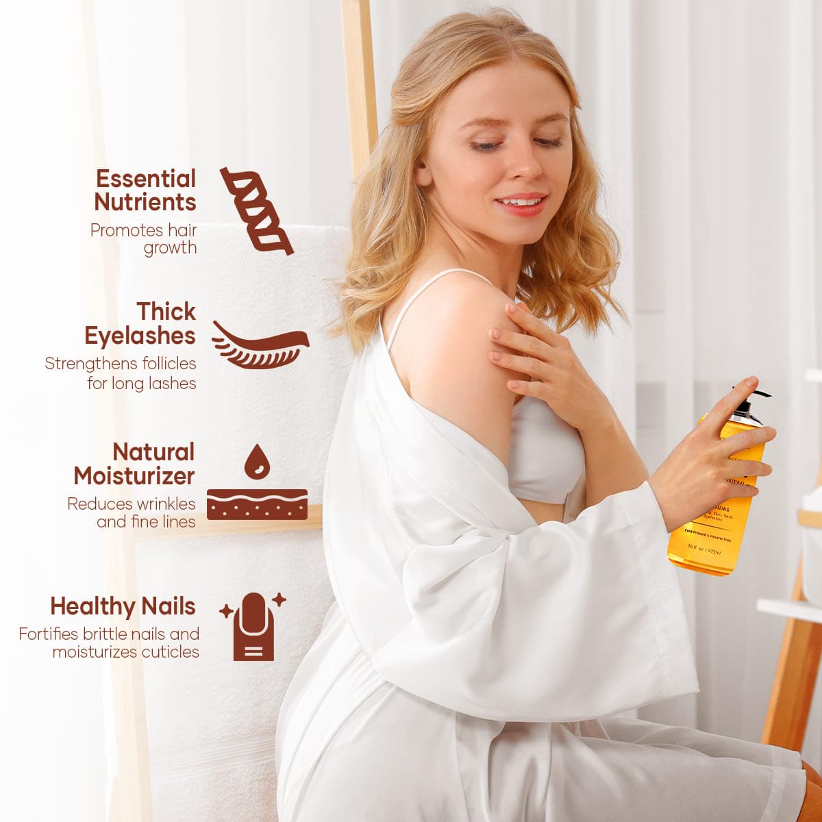 Aceite de ricino prensado en frío para cabello y piel, sin refinar, aceite de ricino 100% puro y natural para el crecimiento del cabello,
