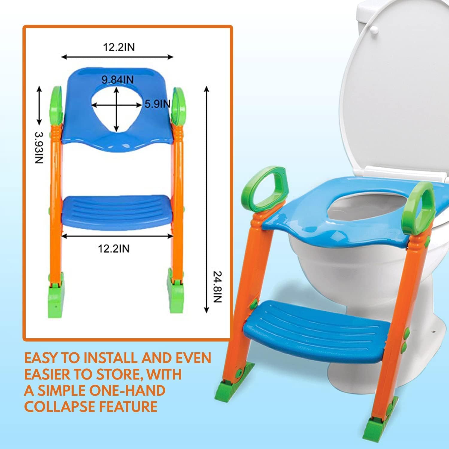 Alayna Asiento de entrenamiento para ir al baño con escalera y protector contra salpicaduras mejorado, taburete de inodoro para niños pequeños con