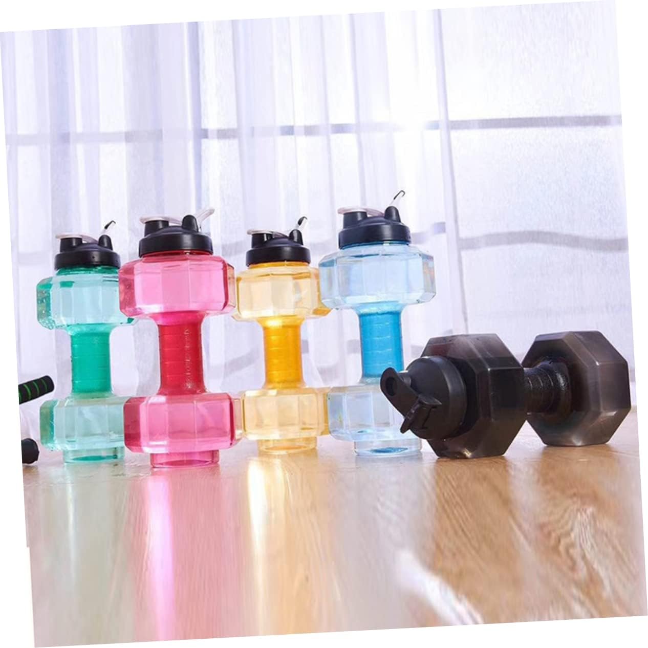 INOOMP 1 botella de agua con mancuernas para levantamiento de pesas, mancuernas deportivas, hervidor de agua, taza de agua de alta capacidad para