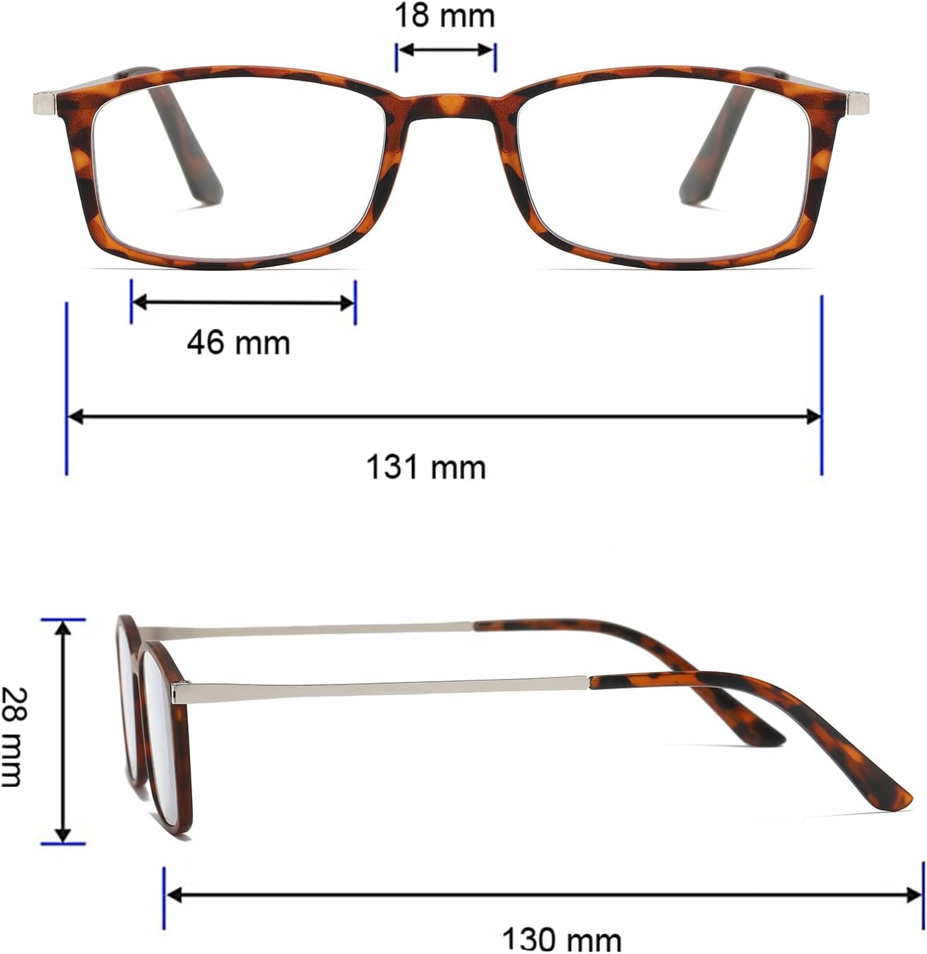 KoKoBin Gafas de lectura ultrafinas anti-azul, gafas antirreflejos, Leopardo
