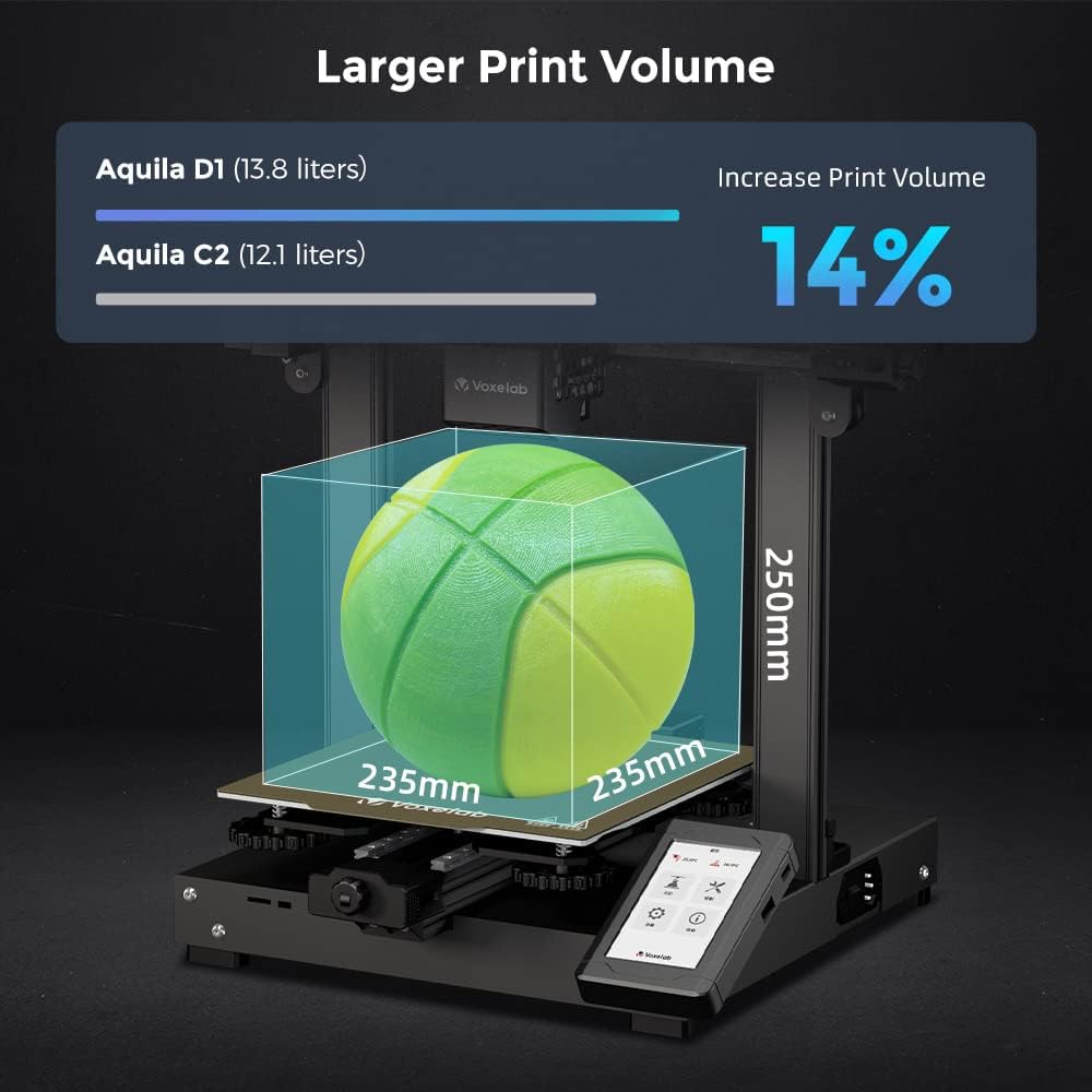 Voxelab Impresora 3D Aquila D1, impresoras 3D de nivelación automática con guía lineal, extrusora directa de doble engranaje, impresión de alta