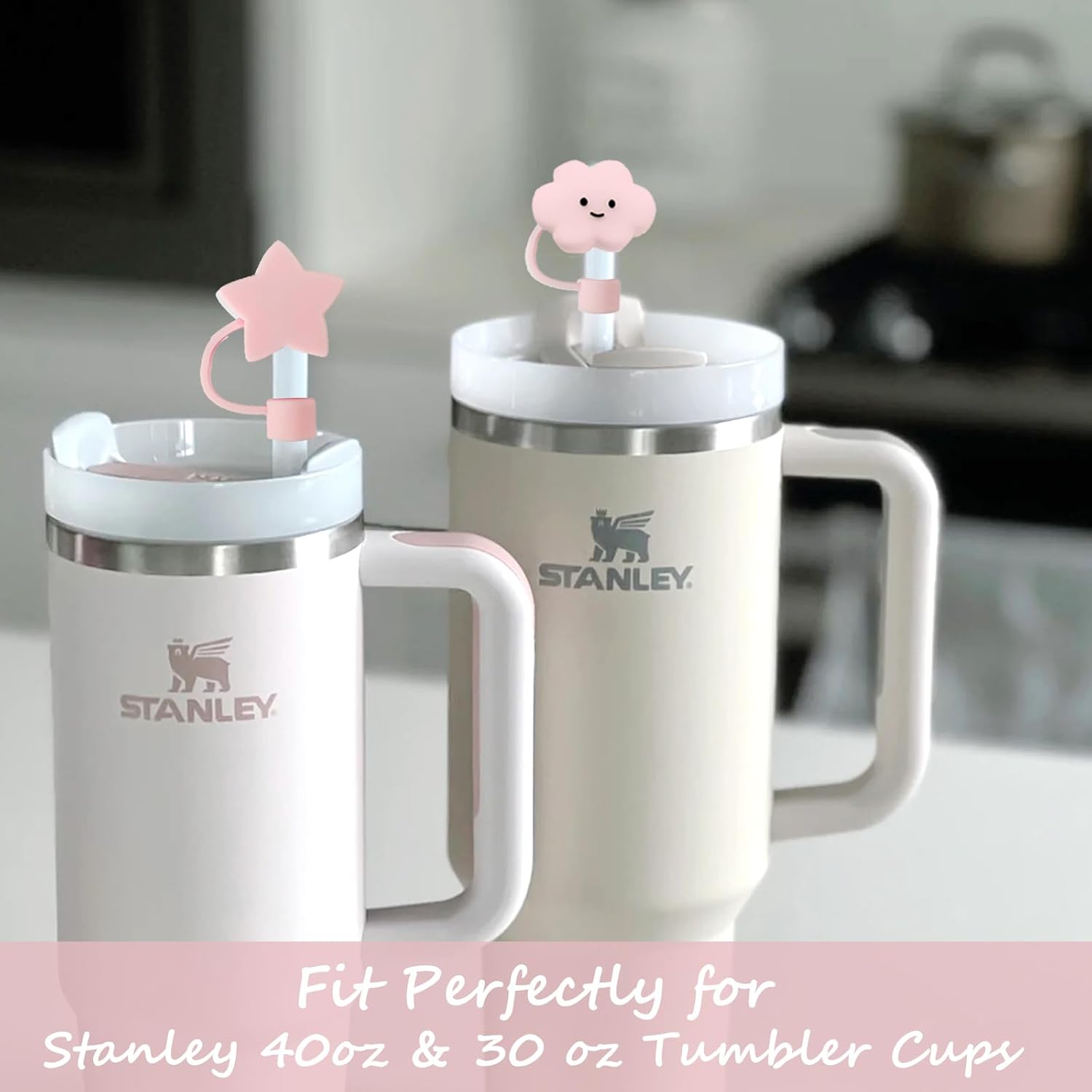 GAISHION 9 fundas para popotes compatibles con vasos Stanley de 4030 onzas, protectores reutilizables de silicona para popotes Stanley de 0.4