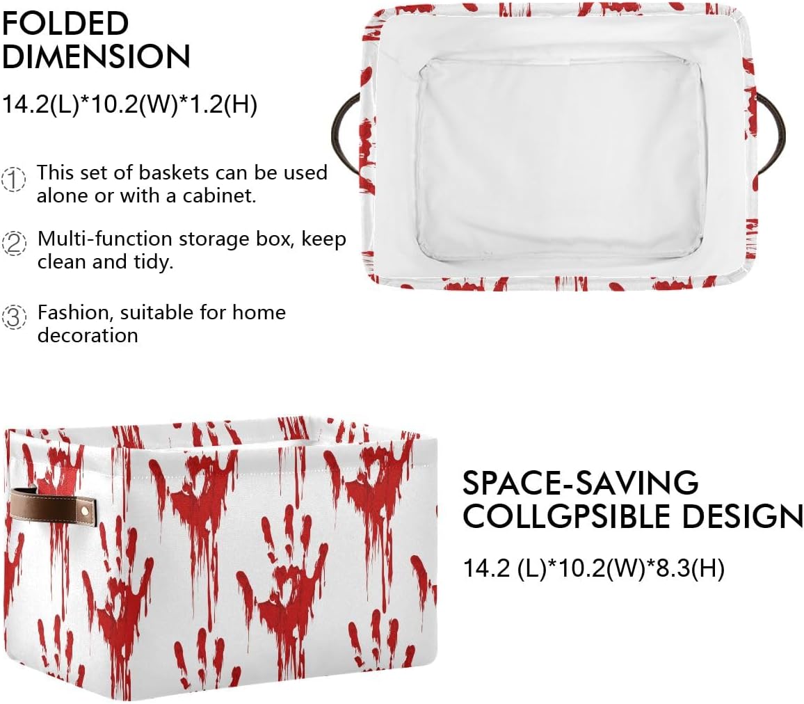 Bloody Scary Hands – Cesta de almacenamiento grande, bolsa organizadora plegable de tela con asas, 15 x 11 x 9.5 pulgadas