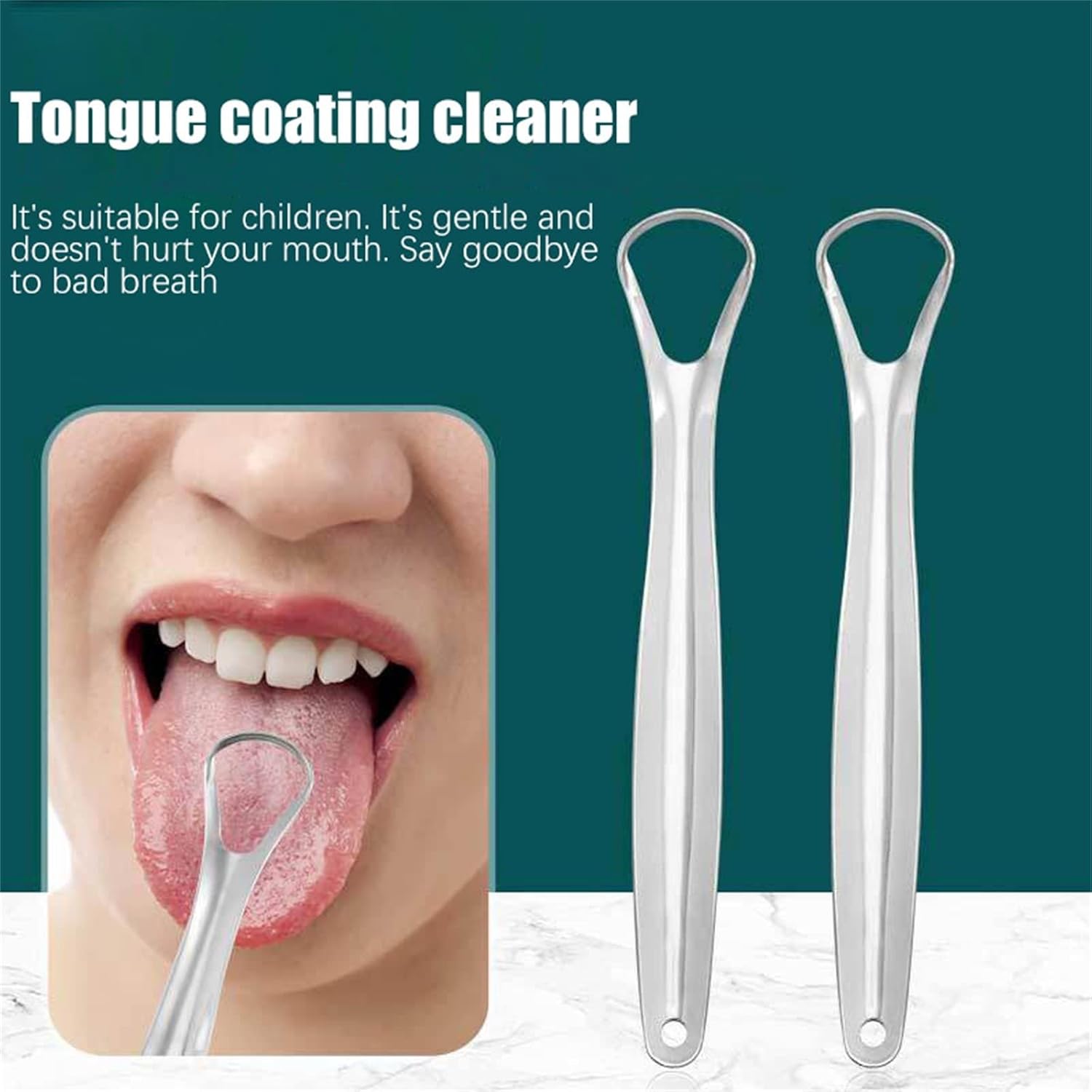 Raspador de lengua para adultos, paquete de 2 unidades, limpiador de lengua para reducir el mal aliento, limpiador de lengua de acero inoxidable,