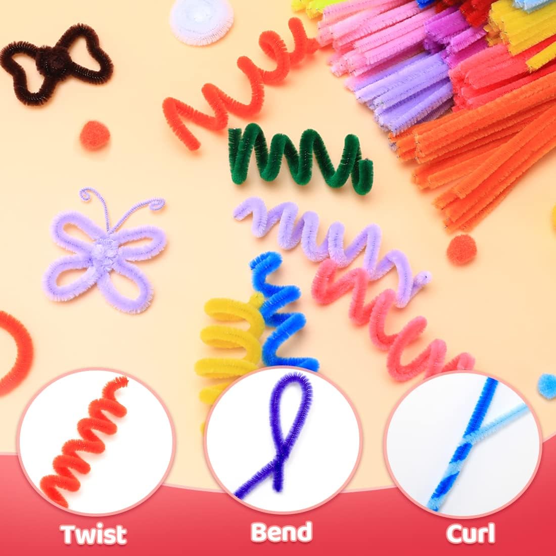 Praisebank Limpiadores de tuberías para manualidades (200 piezas en color de piel), limpiadores de tuberías de 12 pulgadas de largo, limpiadores de