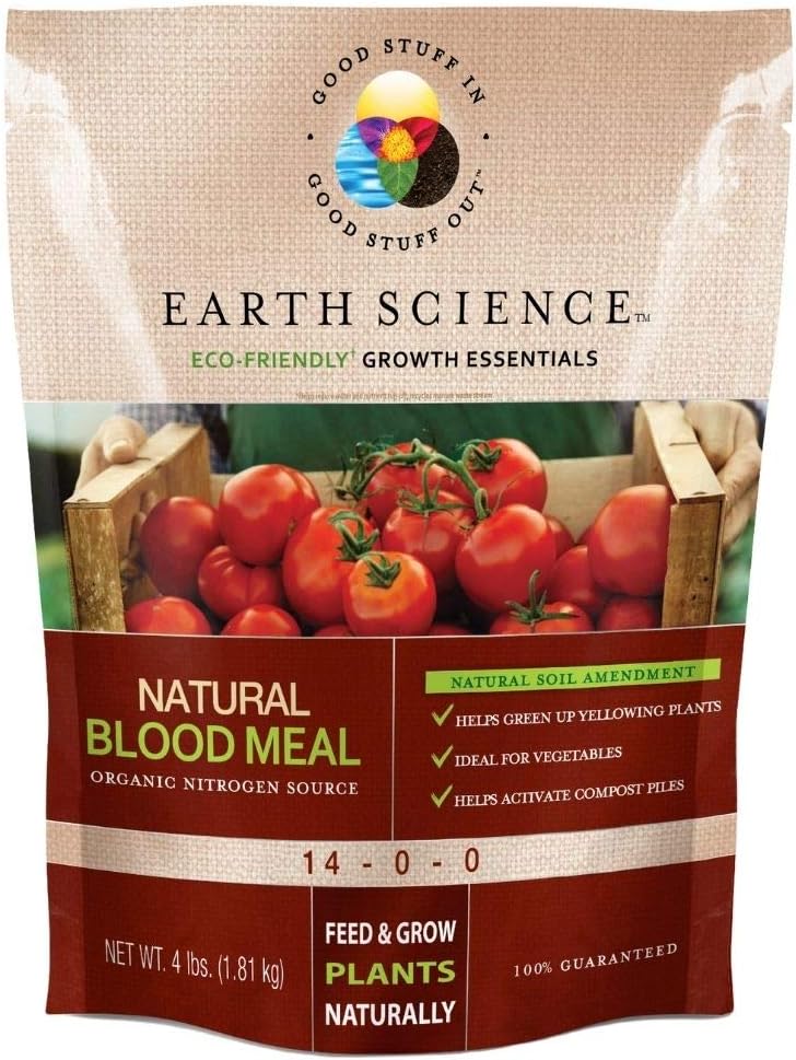 Earth Science Alimento natural para plantas de harina de sangre – Alimenta y cultiva plantas naturalmente – Activa pilas de abono – Color vibrante –