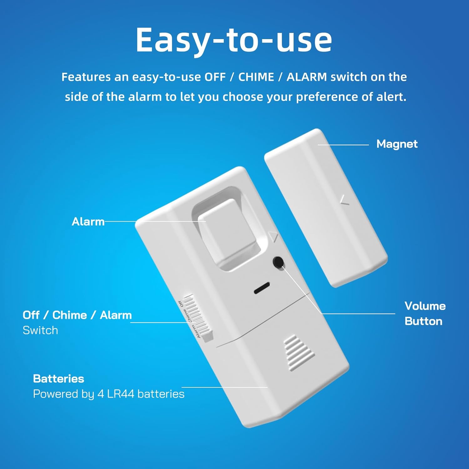 Alarma de puerta y ventana, paquete de 6 unidades, sensor de alarma de puerta de volumen ajustable, alarma inalámbrica para seguridad de los niños,