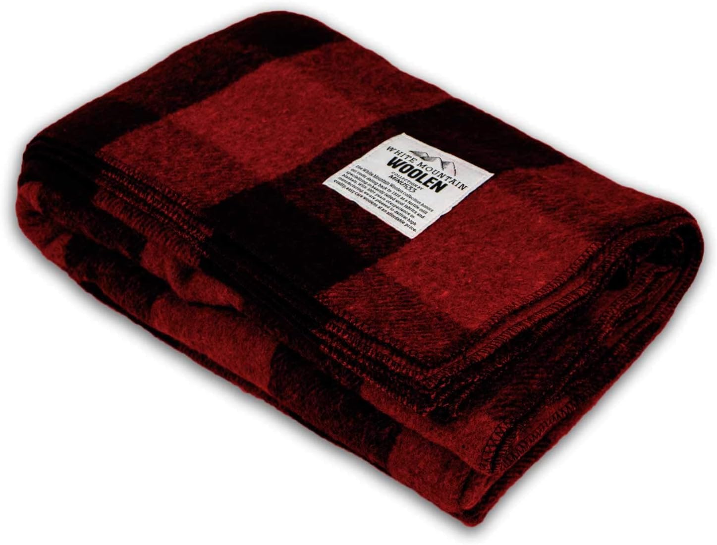 Minus33 Merino Wool – Manta de lana blanca de montaña individual – Buffalo Plaid – Manta cálida – Manta de picnic – 80% lana reciclada – 65 pulgadas