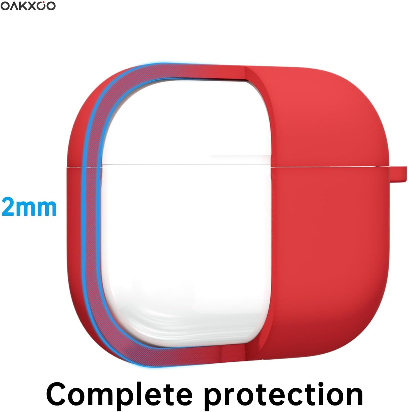 Oakxco Funda de silicona para Airpods de 3 generación 2021 con llavero, fina, delgada, suave, piel de poliuretano termoplástico de gel de goma,